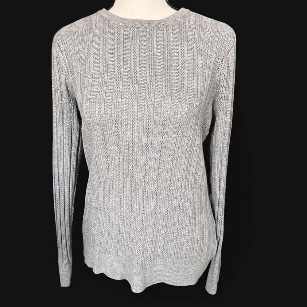 Brook Brothers Gray Ribbed Knit Women's Sweater Women's Size Large